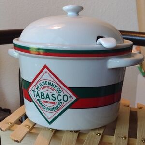 Vintage Tabasco Brand White Ceramic Crockery with Lid/Spoon